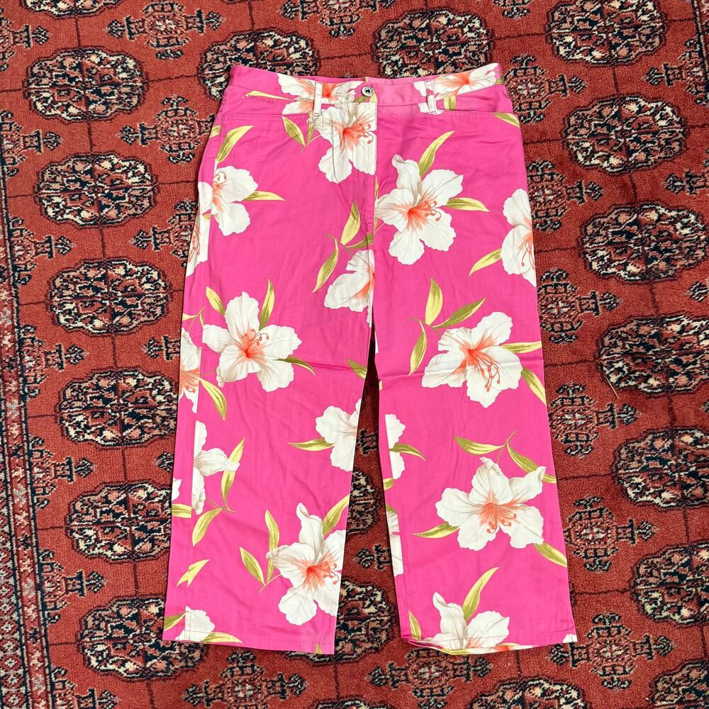 Ralph Lauren 10 Bright Pink Floral Print‎ SUMMER Pants - Picture 2 of 6